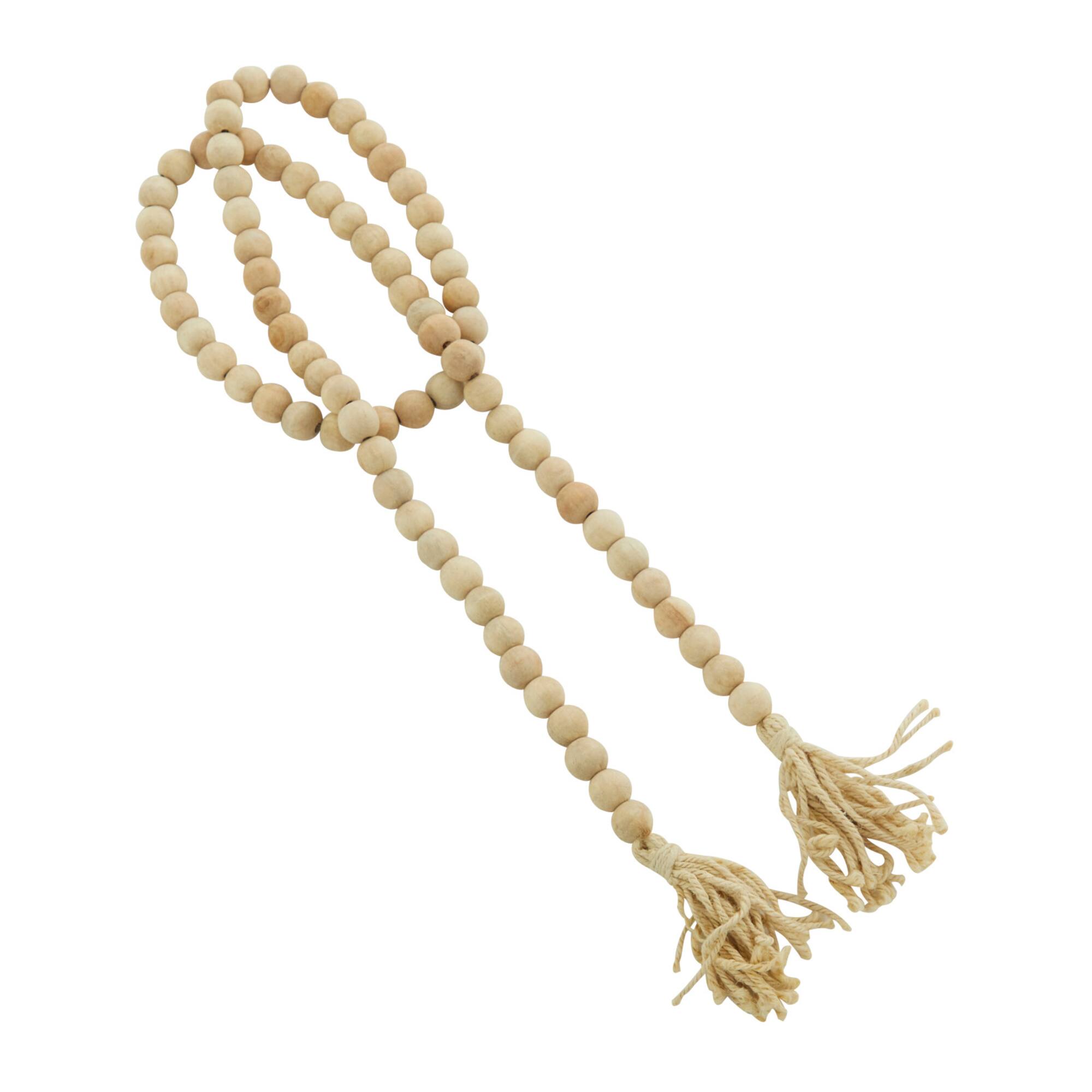 Light Brown Wood Bohemian Garland, 87" x 1" x 1"